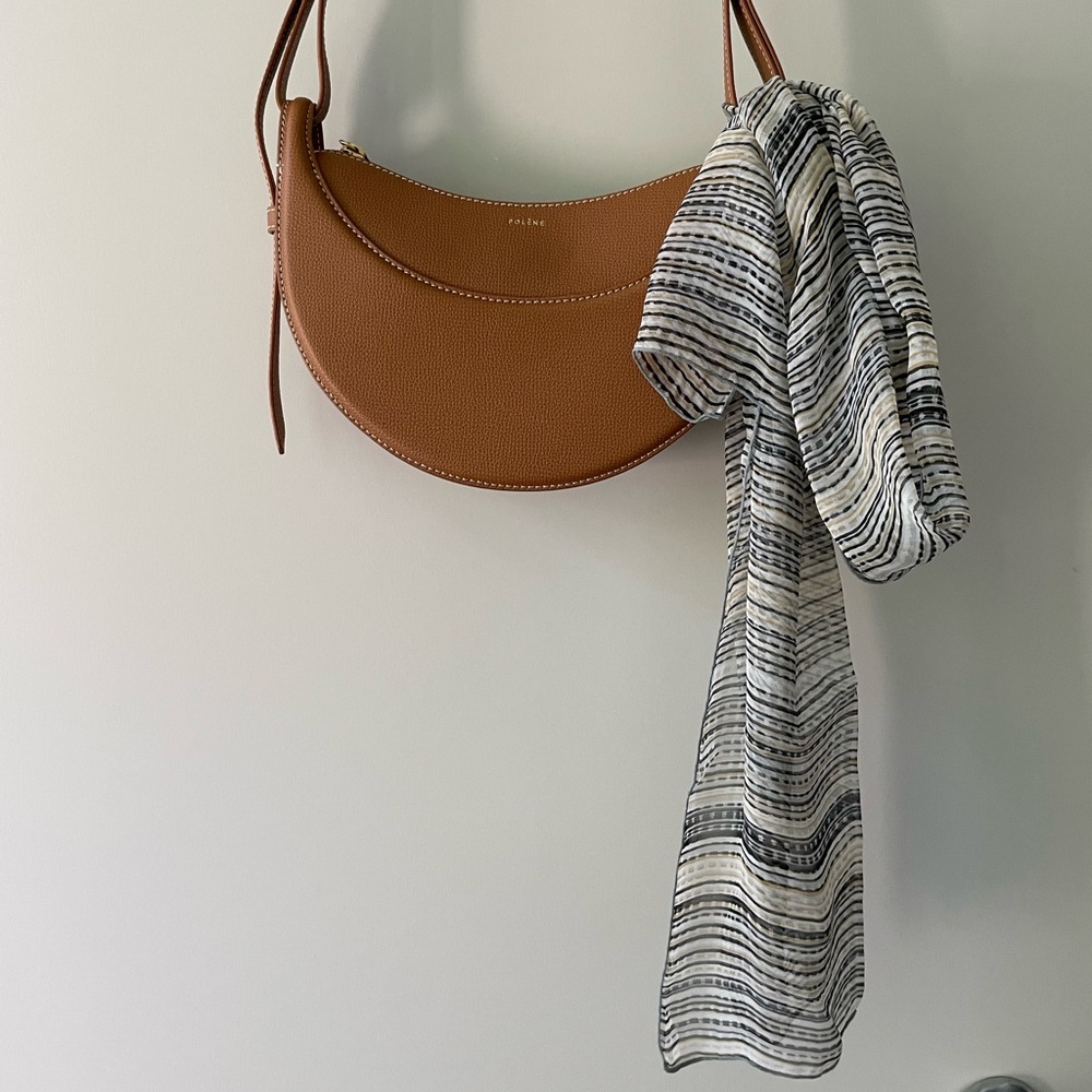 Neutral striped silk scarf